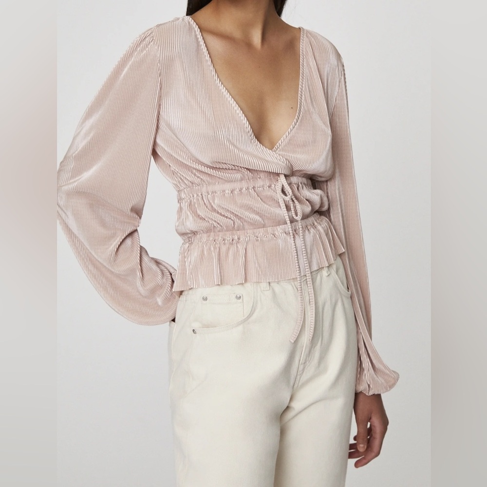 Pull & Bear Pleated Pink Top